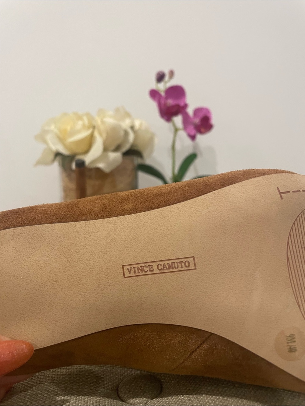Vince Camuto Cognac Suede Pointed-Toe Mule - Size 9 - Picture 12 of 14